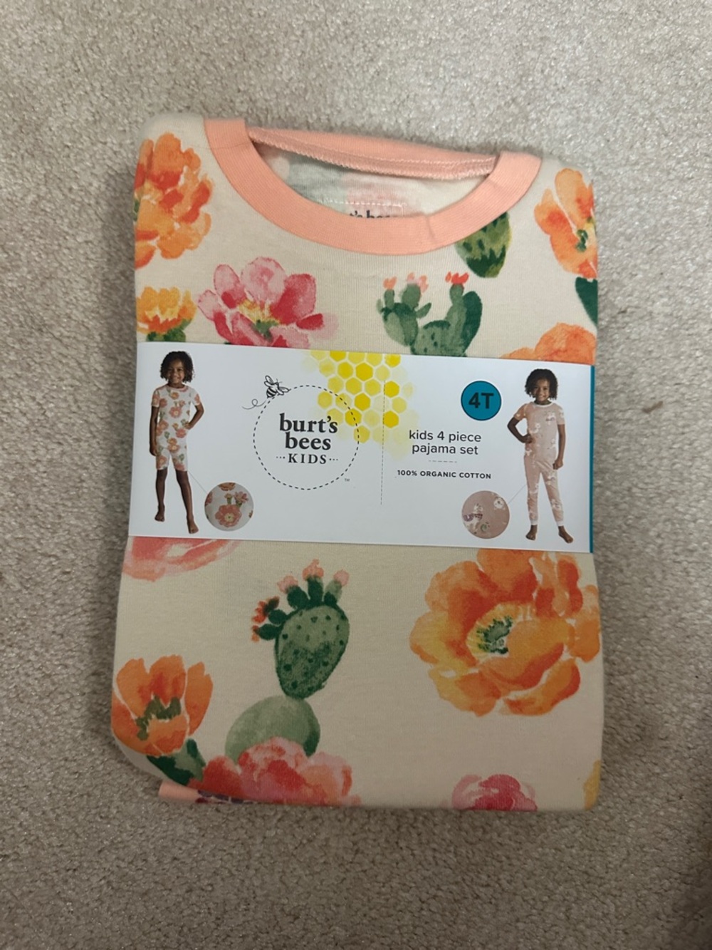 Burt’s Bees Girls 4 Piece Pajama Set